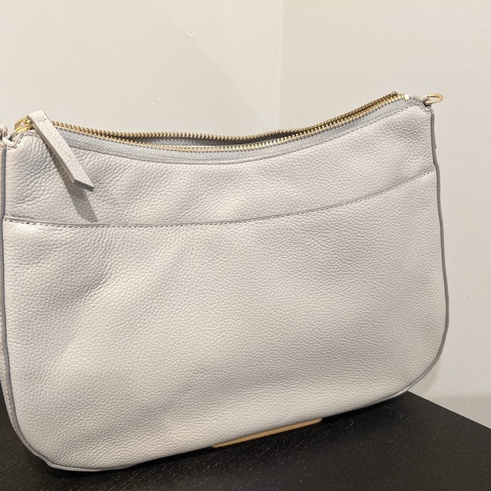 Gray leather purse